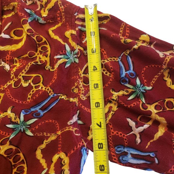 JENNIFER MOORE PETITES SIZE SMALL LONG SLEEVE BUTTON DOWN JEWELS PRINT RED - Picture 6 of 13